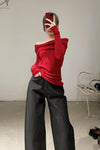 SWAYING/KNIT Water Soluble Wool Lapel SW22AW1T15 Red PS50